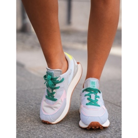 Adidași pentru femei pe sistemul de spumă de memorie Big Star NN274682 Platforma albastră albastru 2