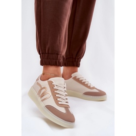 Încălțăminte sport pentru femei joase cu bej din piele eco 2 Încălțăminte sport pentru femei joase cu bej din piele eco 2