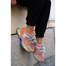 Pantofi sport pentru femei cu adidași cu kaki dublu de dantelă bej 2 Pantofi sport pentru femei cu adidași cu kaki dublu de dantelă bej 2