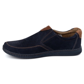 KOMODO Pantofi din piele pentru bărbați casual 854/2 albastru bleumarin 1