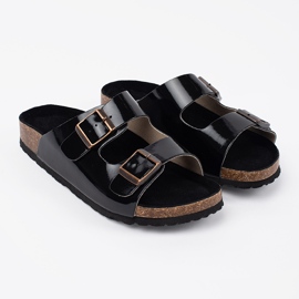Goodin Flip -flops negru pe o talpă plată 1