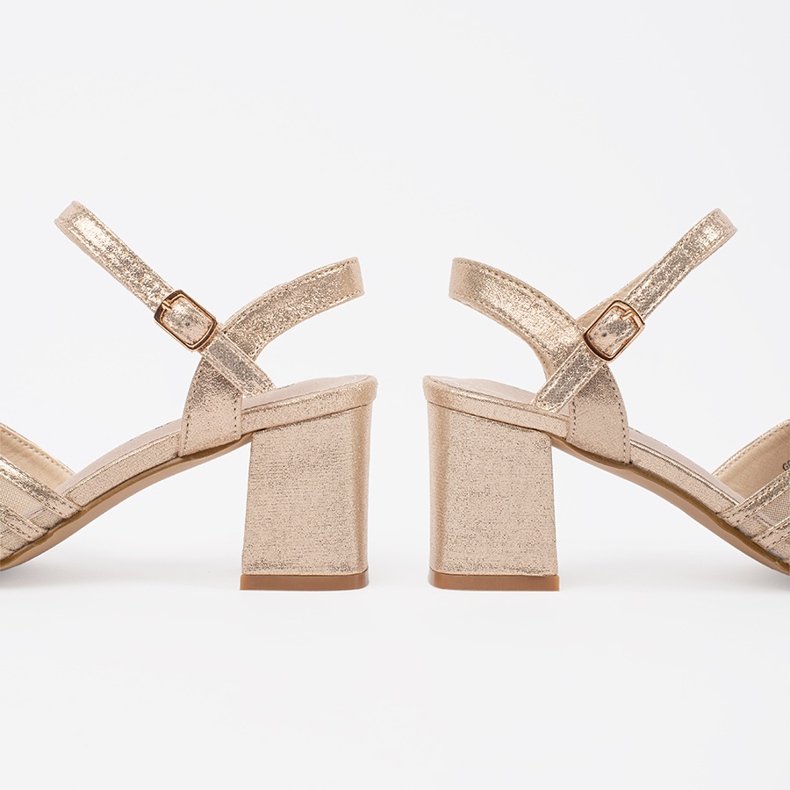 Goodin Sandale aurii strălucitoare pe stâlp de aur 1