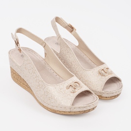 Goodin Sandale cu pană bej cu cataramă 1