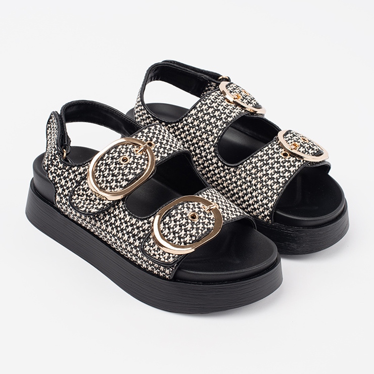 Goodin Sandale pe o platformă alb -negru 1