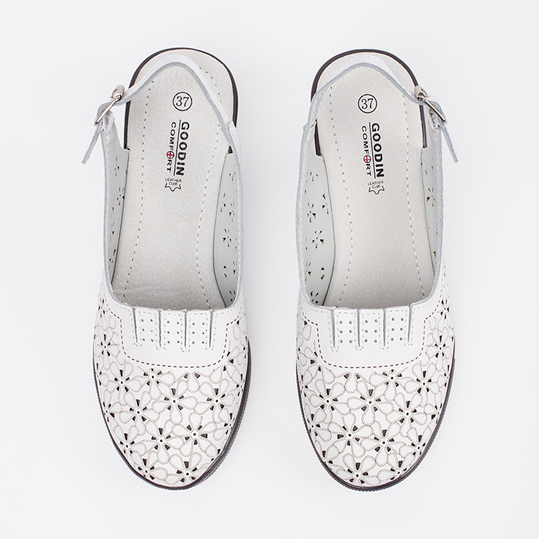 Goodin Sandale cu fundament cu degete joase vopsite în alb 2