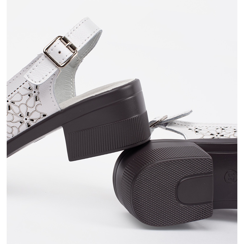 Goodin Sandale cu fundament cu degete joase vopsite în alb 1