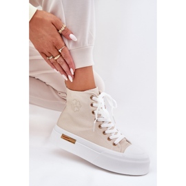 Adidași de femei înalte pe platformă bej 6