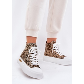 Adidaje de leopard pentru femei înalte pe platformă Brown maro 2