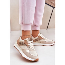 Pantofi sport pentru femei pe modelul de animale platformă bej 2