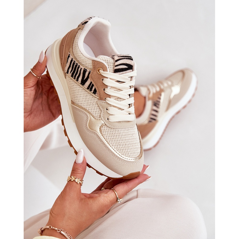 Încălțăminte sport pentru femei pe platforma Zebra Beige bej 2 Încălțăminte sport pentru femei pe platforma Zebra Beige bej 2