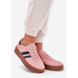 Adidași pentru femei pe platformă cu roz din piele eco 1