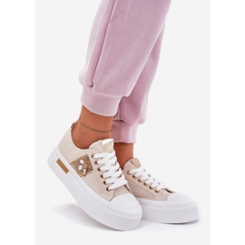 Adidași pentru femei pe platformă cu detalii decorative bej 1