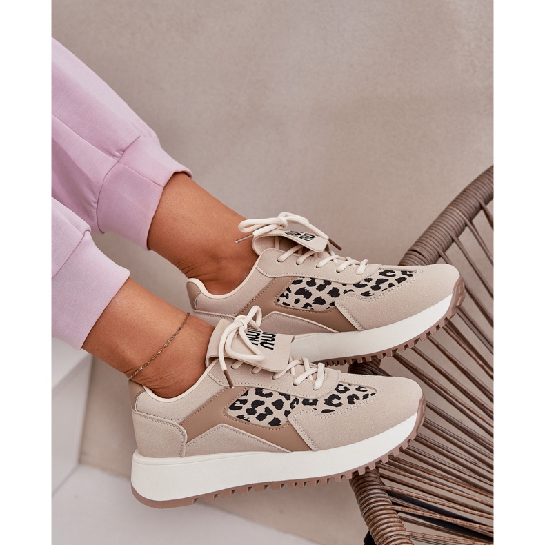 Pantofi sport pentru femei pentru femei pe platformă Leopard bej 2 Pantofi sport pentru femei pentru femei pe platformă Leopard bej 2