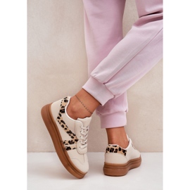 Adidași pentru femei pe platforma leopard bej 5