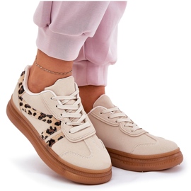 Adidași pentru femei pe platforma leopard bej 9