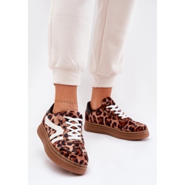 Adidași pentru femei pe platformă leopard tipărit maro 2