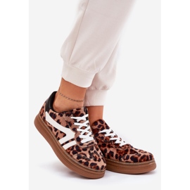 Adidași pentru femei pe platformă leopard tipărit maro 1