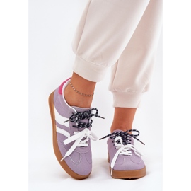 Adidași scăzute pentru femei, cu dantelă dublă violet 2