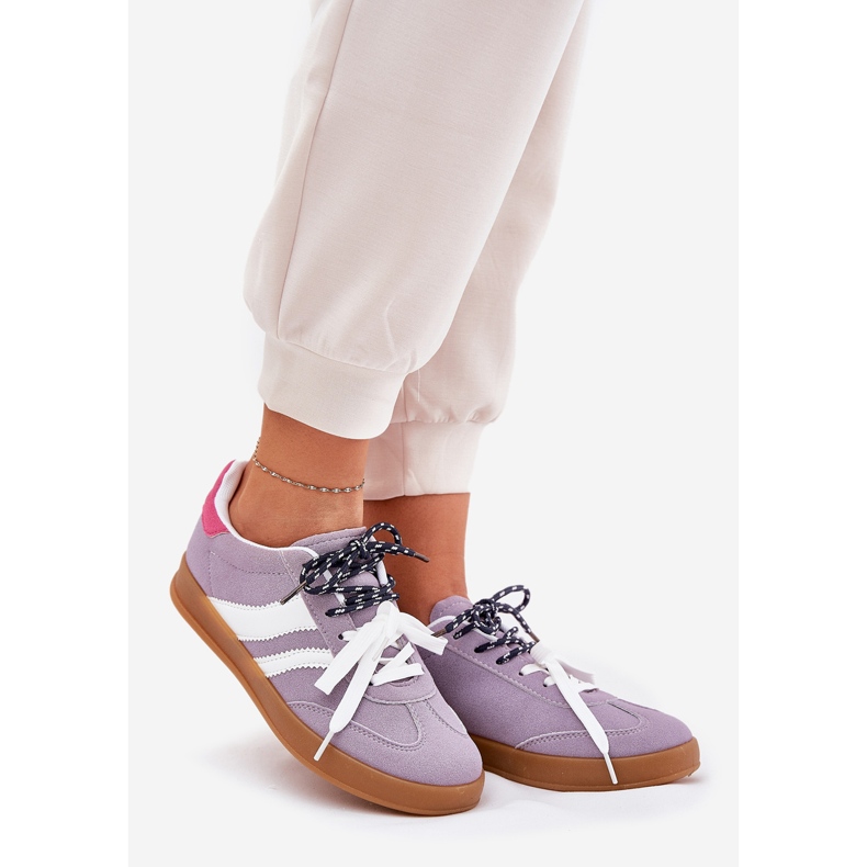 Adidași scăzute pentru femei, cu dantelă dublă violet 1
