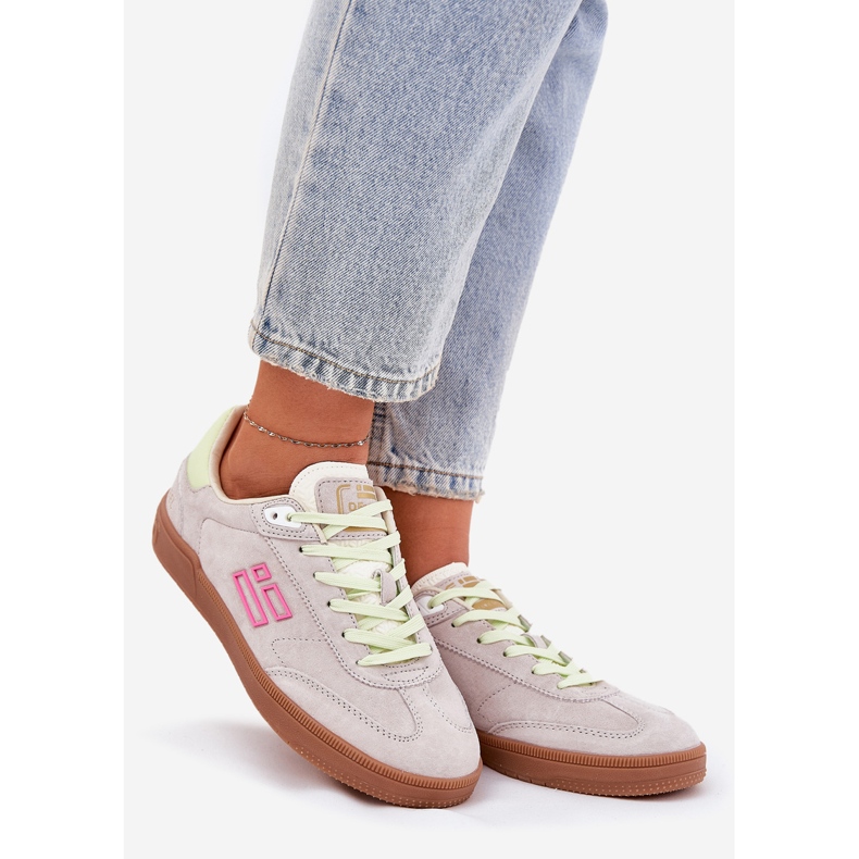 Încălțăminte sport din piele de căprioară pentru femei D.Franklin DFSH387005 White Trooded White alb 1