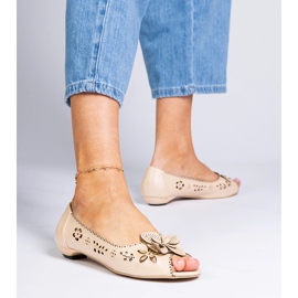 Balerine Openwork Beige cu un deget deschis bej 2