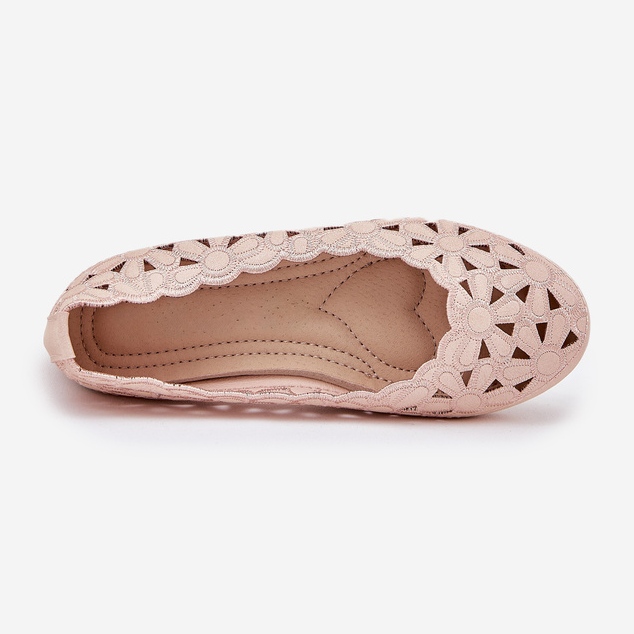 Openwork Ballerine pentru copii cu sclipici roz 1