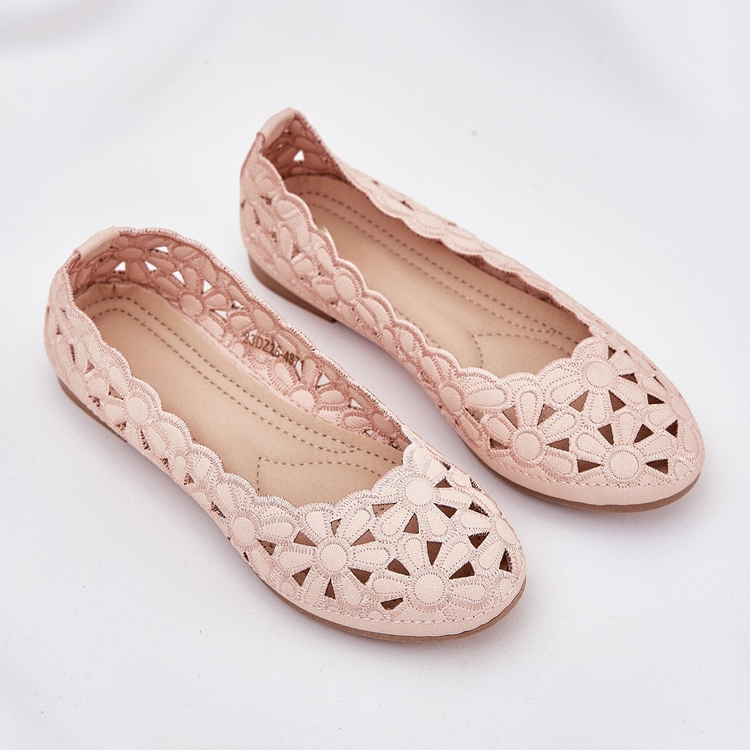 Openwork Ballerine pentru copii cu sclipici roz 2 Openwork Ballerine pentru copii cu sclipici roz 2