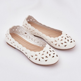 Openwork Ballerine pentru copii cu sclipici alb 2 Openwork Ballerine pentru copii cu sclipici alb 2