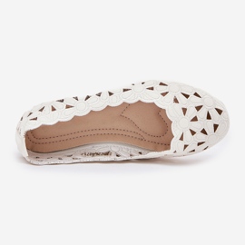 Openwork Ballerine pentru copii cu sclipici alb 1