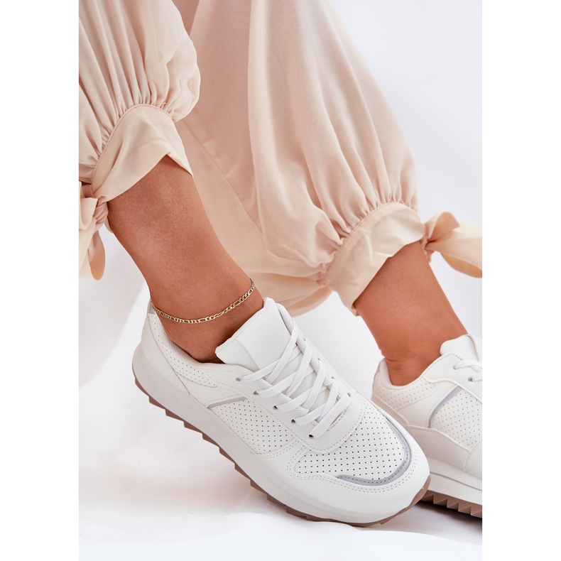 Pantofi sport cu platformă de damă alb 2