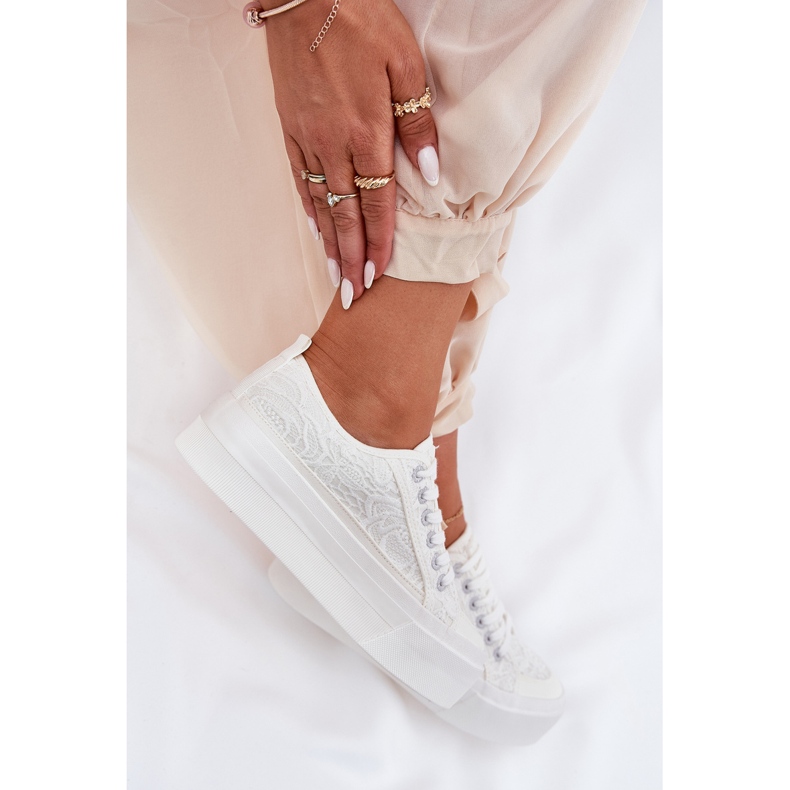 Big Star RR274747 Adidași din dantelă pentru femei alb 2