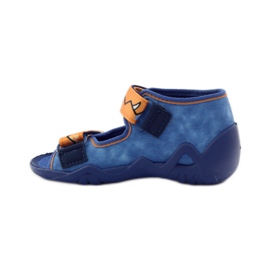 Papuci albastri Befado Velcro 250p065 portocale albastru 2