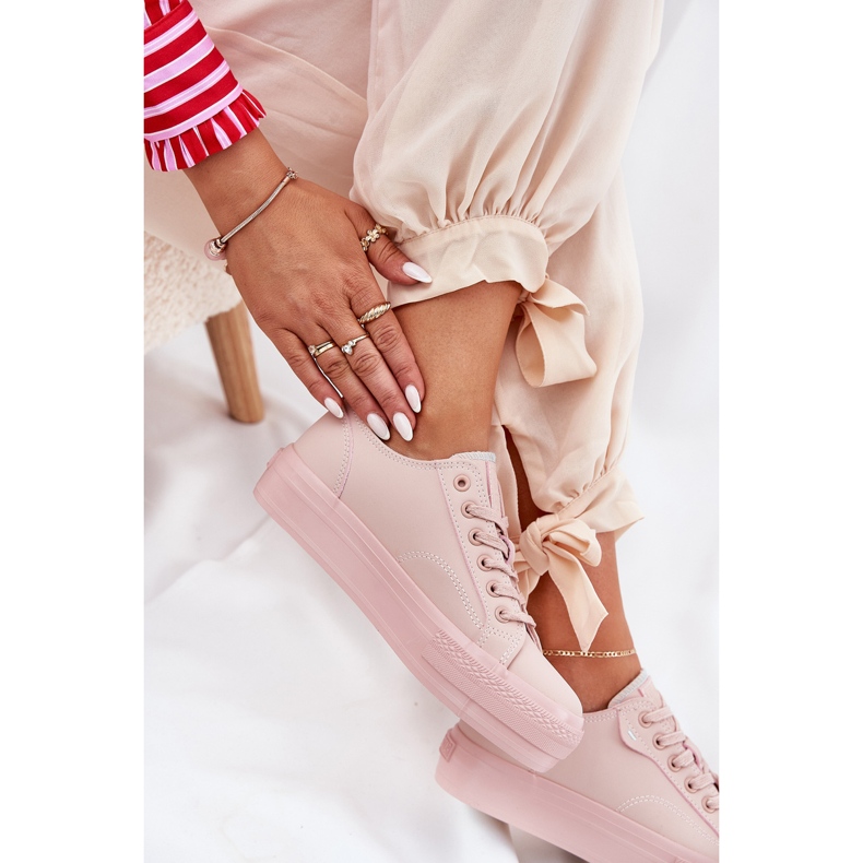 Adidaje pentru femei pe platformă cu Eco Star Big Star RR274A294 Pink roz 2 Adidaje pentru femei pe platformă cu Eco Star Big Star RR274A294 Pink roz 2