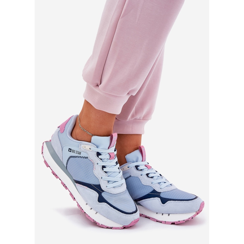 Pantofi sporturi ușoare din piele de căprioară pentru femei Big Star RR274236 Hi-Polish Blue albastru 1