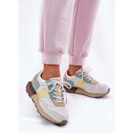 Adidaje din piele de căprioară pentru femei Big Star RR274244 Hi-Polish Grey-galben-galben gri 2