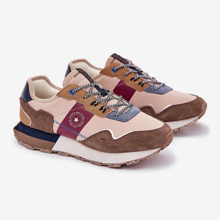 Adidași din piele de căprioară pentru bărbați pe Big Star RR174475 Sistem Hi-Polish Beige bej 1