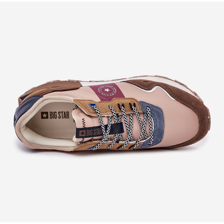 Adidași din piele de căprioară pentru bărbați pe Big Star RR174475 Sistem Hi-Polish Beige bej 2