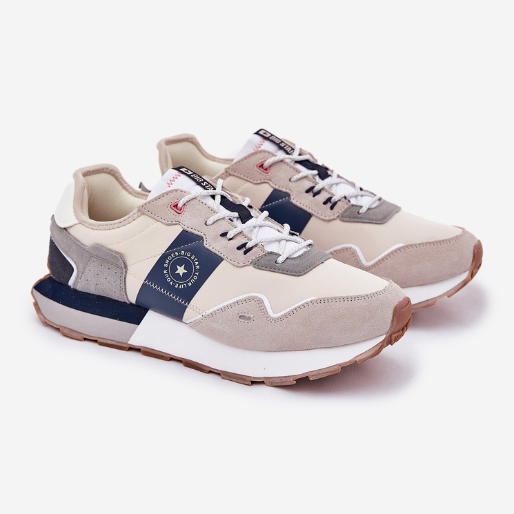 Adidași din piele de căprioară pentru bărbați pe Big Star RR174471 Platforma de sistem Hi-Polish System gri 1