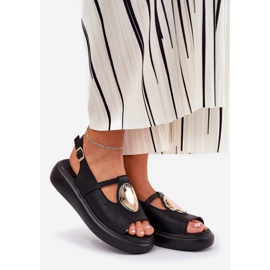 Sandale pentru femei elegante din piele S.Barski GR51-603 Negru 1