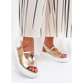 Sandale pentru femei elegante din piele S.Barski GR51-603 Zlotys de aur 2