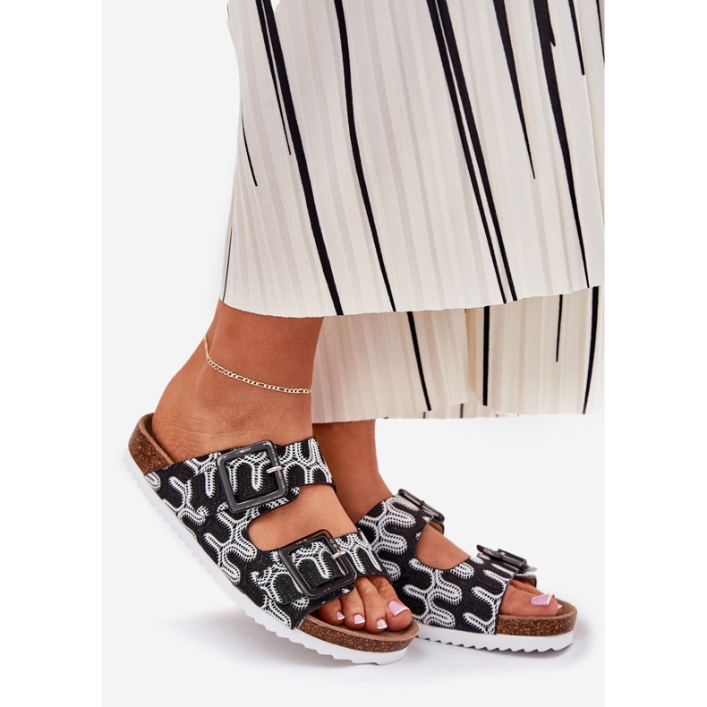 S.Barski Flip-flops pentru femei cu catarame și sclipici S. Barski RB51-006 Negru 1