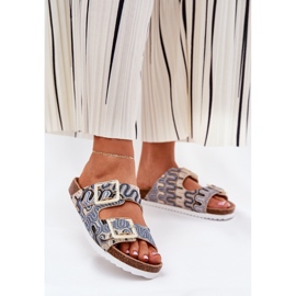 S.Barski Flip-flops pentru femei cu catarame și sclipici S. Barski RB51-006 Beige bej 2