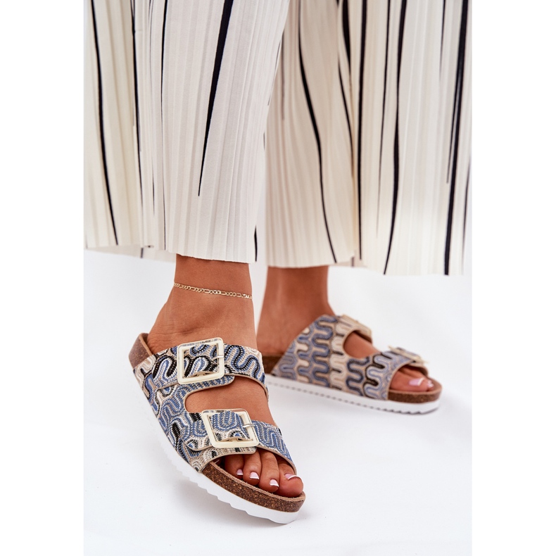 S.Barski Flip-flops pentru femei cu catarame și sclipici S. Barski RB51-006 Beige bej 2