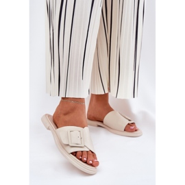 S.Barski FLIP-uri din piele pentru femei cu o cataramă bej D&amp;A SJ2302-01 2