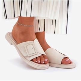 S.Barski FLIP-uri din piele pentru femei cu o cataramă bej D&amp;A SJ2302-01 1