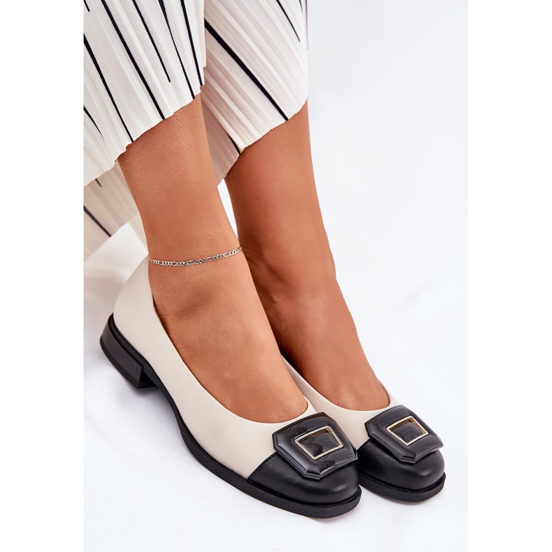 S.Barski Balerine din piele cu decorare D&amp;A MK51-059 bej 1