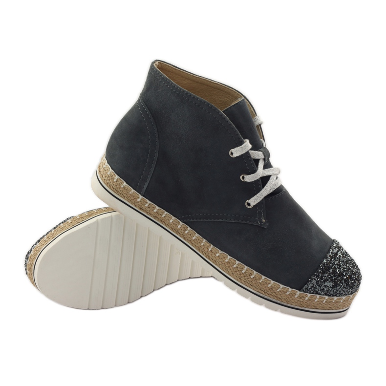 Espadrile din piele de damă, gri/argintiu, Neścior 3