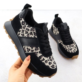 Adidași din piele pe platforma de leopard negru Vinceza 66793 1