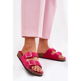 Flip -flops pentru femei cu catarame pe talpa de plută Fuchsia roz 2
