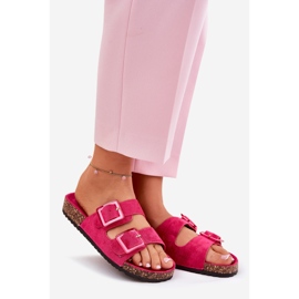 Flip -flops pentru femei cu catarame pe talpa de plută Fuchsia roz 1